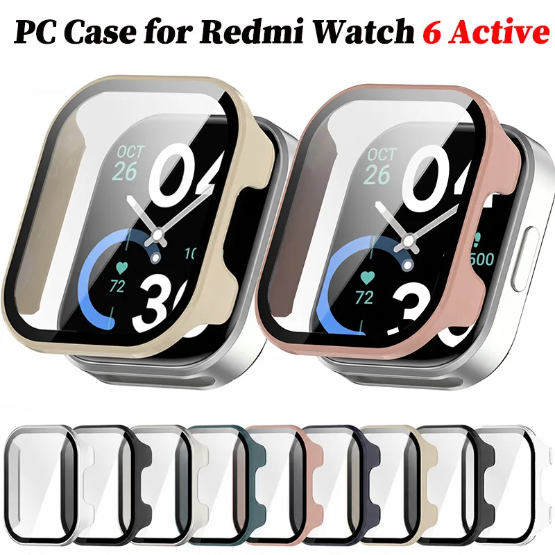 PC Case for Redmi Watch 6 Active Tempered Glass Anti-Scratch Film Bumper Protective Cover for Redmi Watch 6 Active Glass Film
