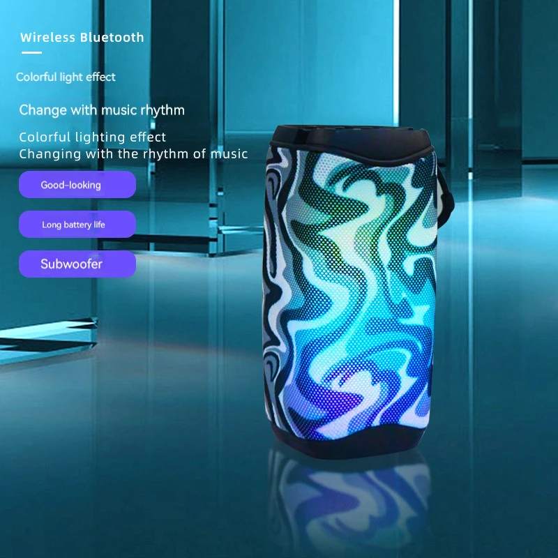 New multi-functional wireless Bluetooth speaker outdoor karaoke LED dazzling light portable subwoofer sound system