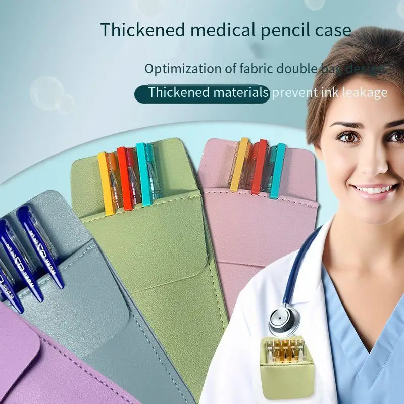 

PVC Pocket Pen Holder Organizer Pencilcase Soft Imitation Leather Pencil Case for Office & School Doctor Stationery Supplies