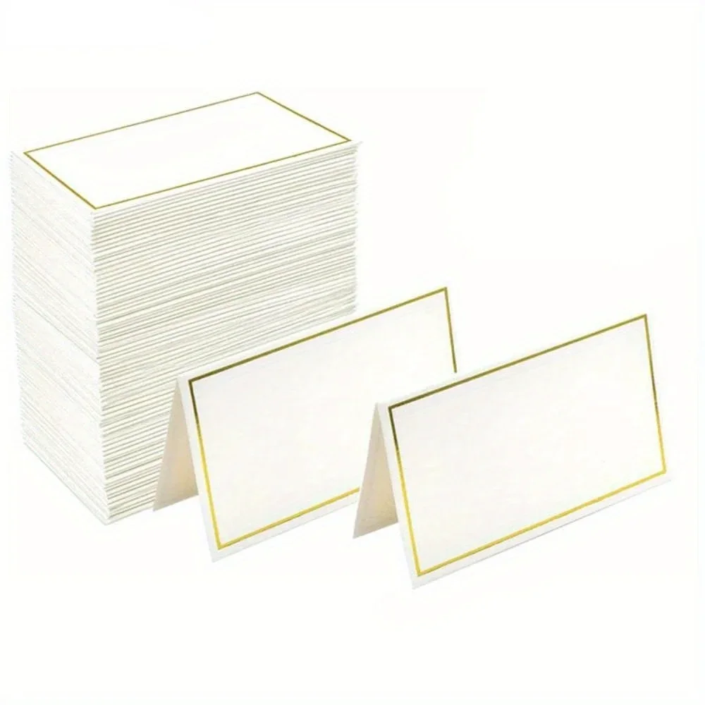 50pcs Gold Silver Name Place Cards Wedding Seating Number Card Table Decor Christmas Birthday Party Greeting Card Thank You Card