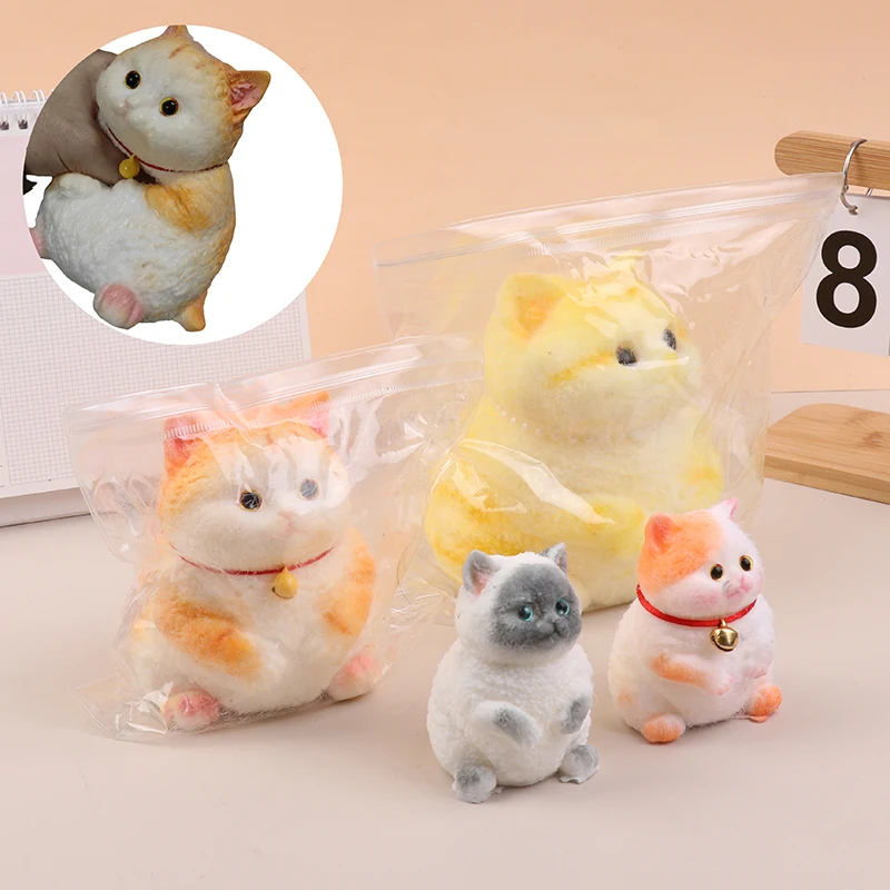 1PC Mini Cat Ornament Handmade Silicone Cute Kitten Super Soft Taba Mochi Stress Relief Fidget Toy