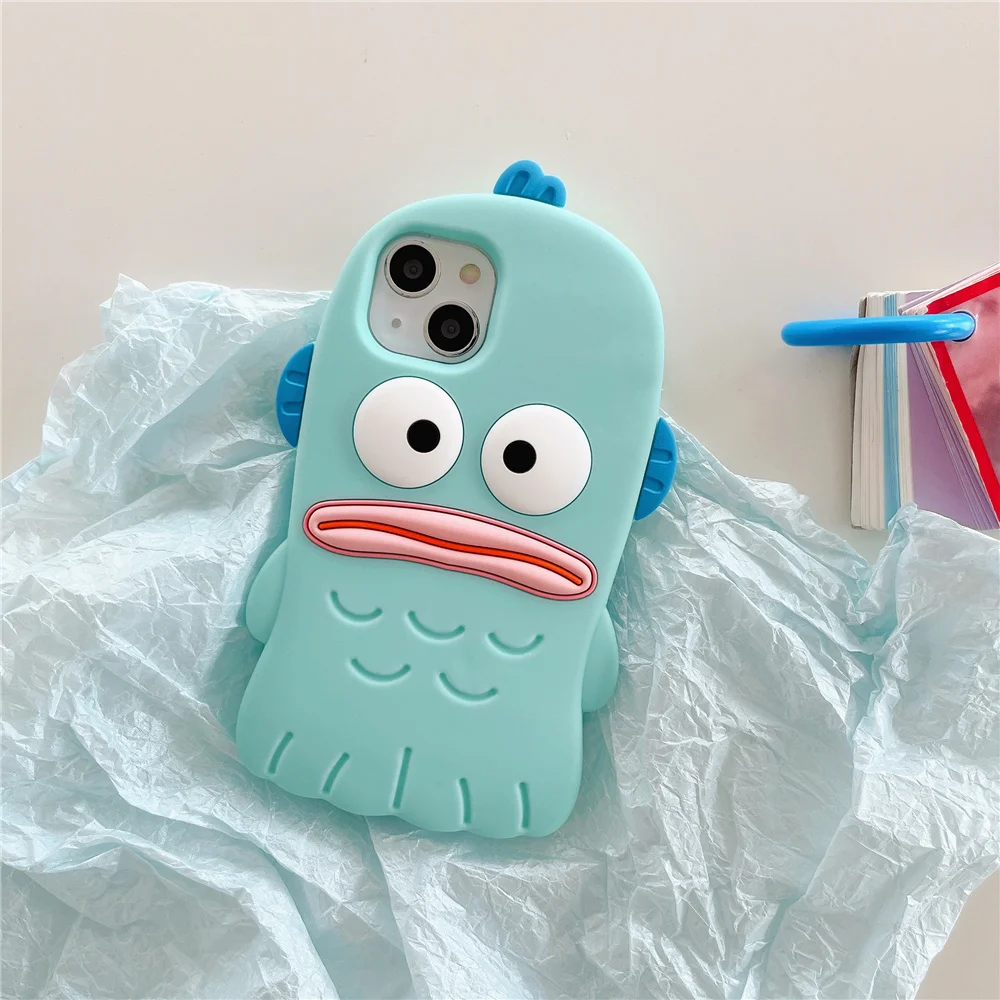 Japan so cute Hangyodon Case For iPhone 15 14 13 12 11 Pro Max XR XS X 8 7 6 6S Plus SE 2020 3D Cartoon Silicone Cover