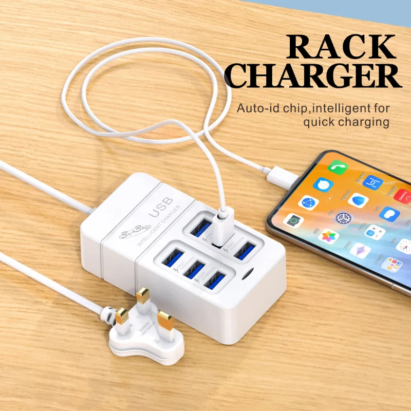 Mobile Phone Charger 3pd 3Usb Multi-Port Charging Head 6Usb Socket 35W Fast Charging 3A Seat For Smartphone Universal Charger