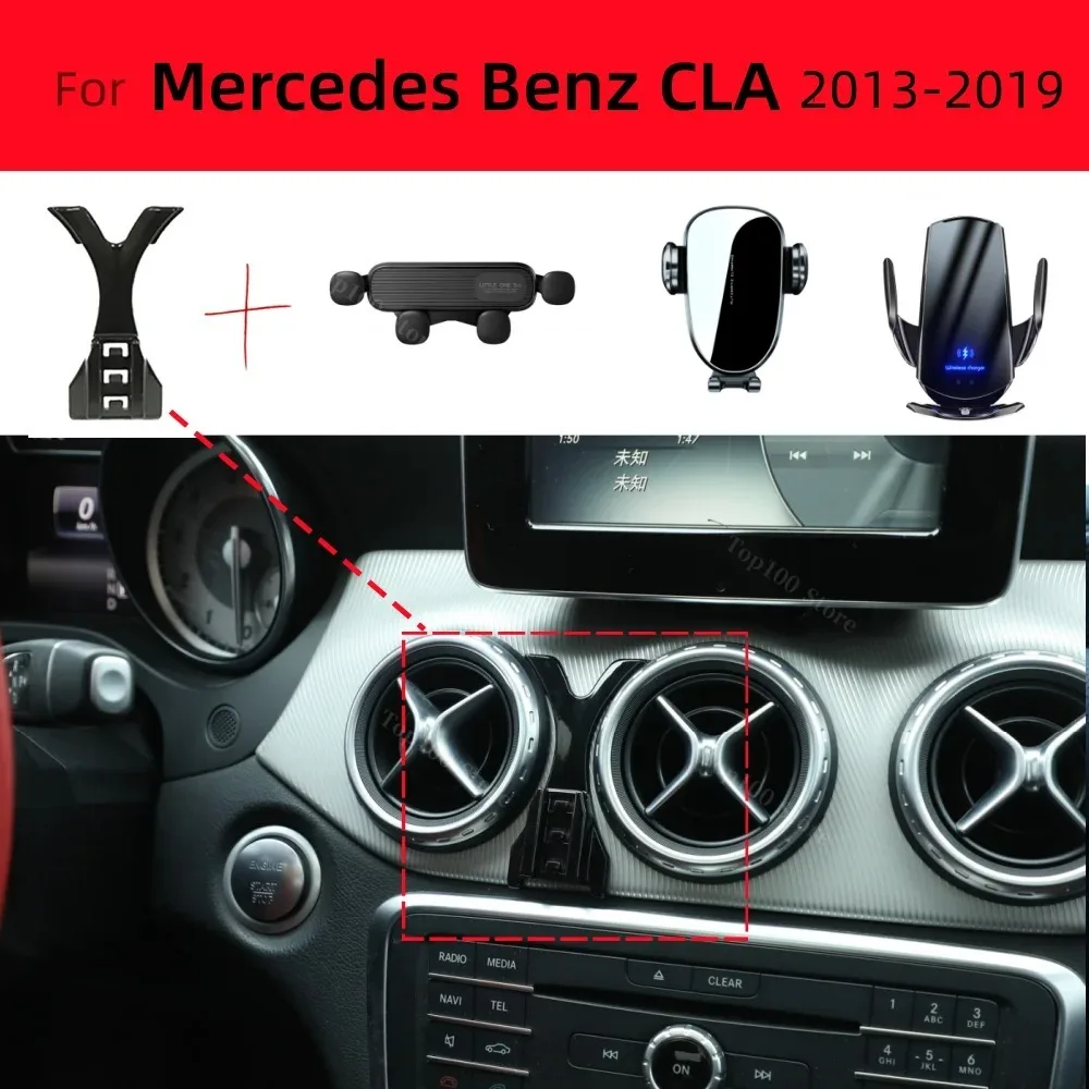 Für Mercedes Benz CLA 200 2013-2018 2019 Auto-Handyhalterung 360° Drehbar Silikon Rutschfest 15W Kabelloses Laden Auto-Zubehör