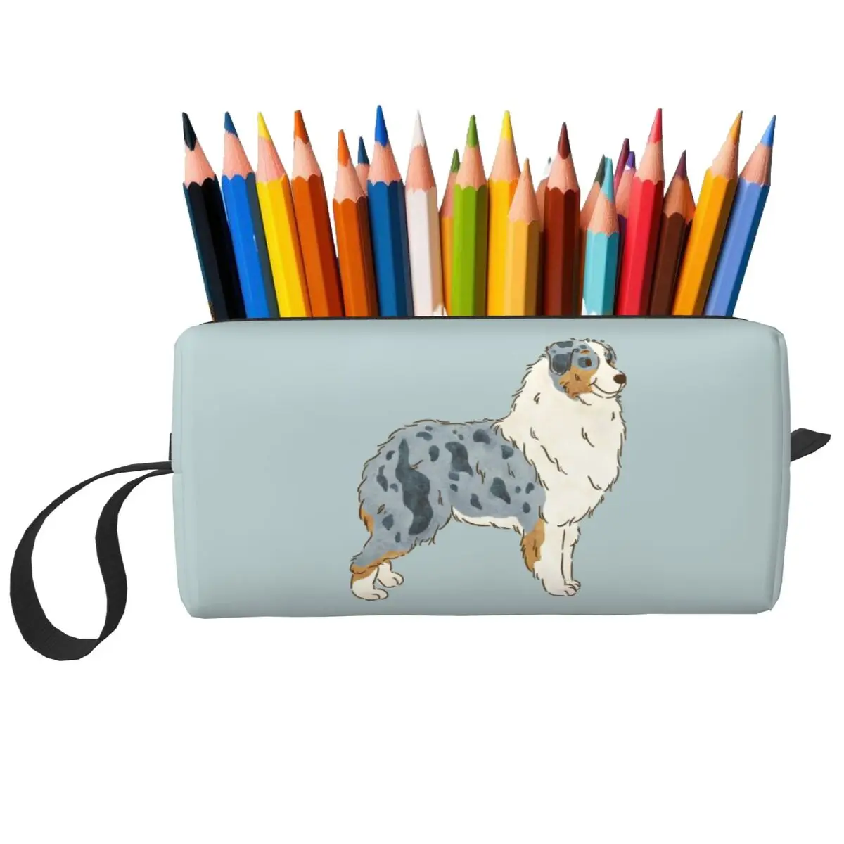 Federmäppchen mit australischem Schäferhund-Motiv, für Jungen und Mädchen, Stiftbox, Bleistiftbeutel, Schreibwaren, Organizer-Tasche für Damen