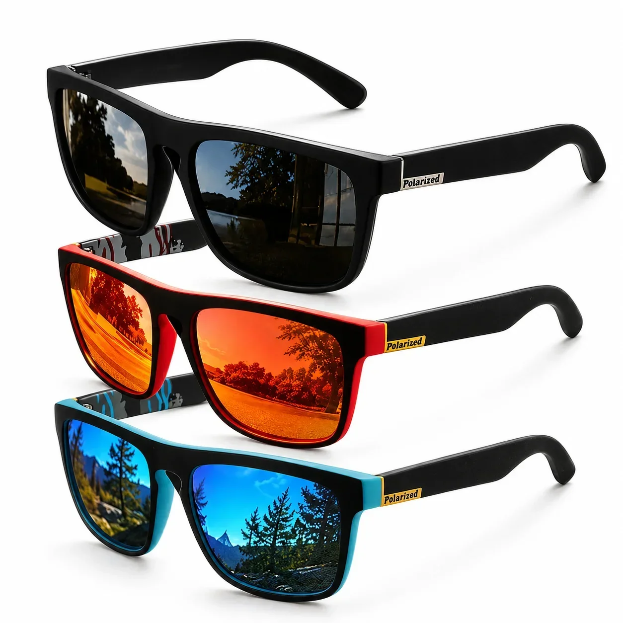 1/3/4 Stück polarisierte Sonnenbrillen mit UV400-TAC-Gläsern, klassische quadratische Retro-Fahrbrillen zum Angeln, Wandern, Outdoor-Aktivitäten – Detail 1
