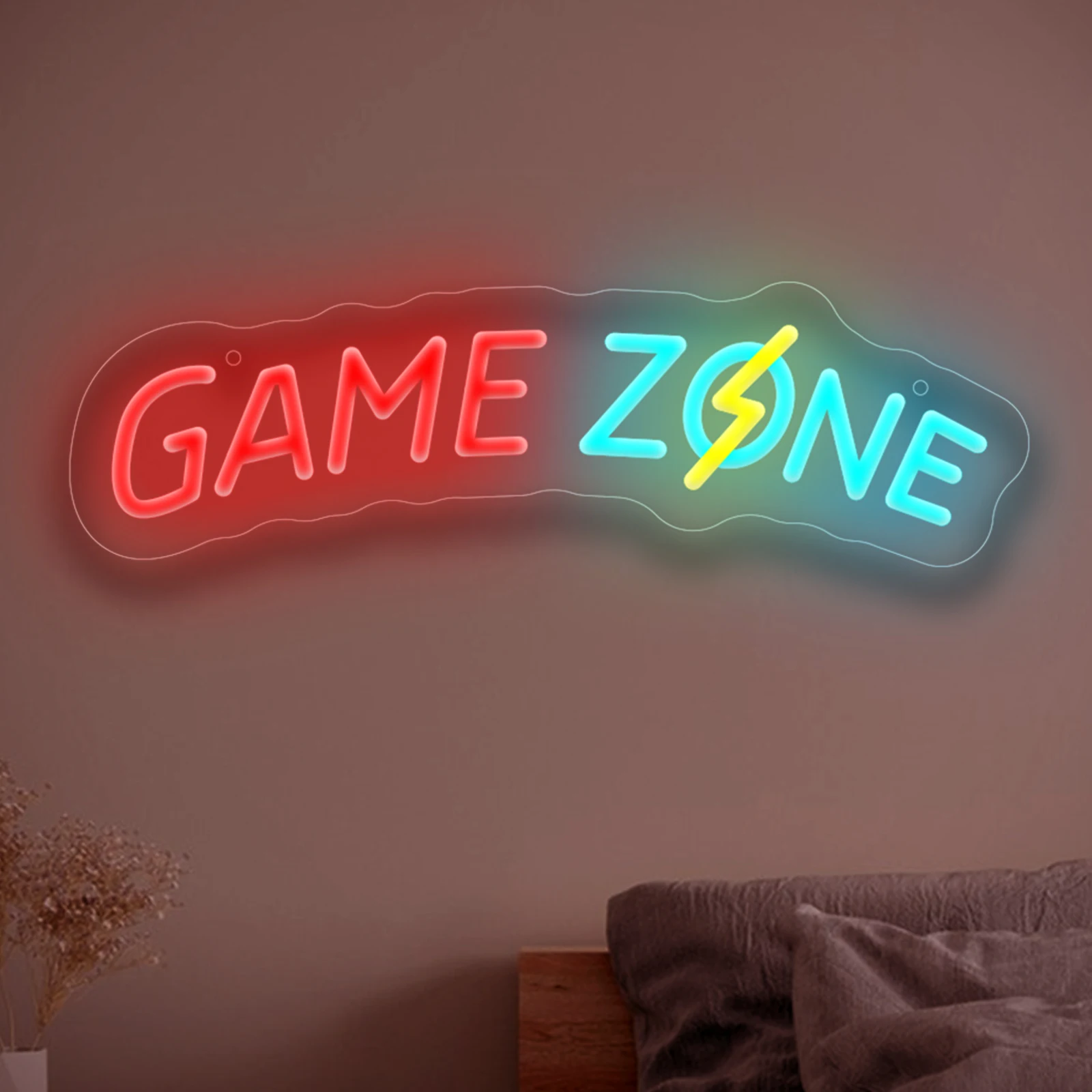 Game Zone LED Neon Sign USB Powered Dimmable Night Light for Gaming Room PlayStation PC Setup Man Cave Pub Decor Gift for Gamer