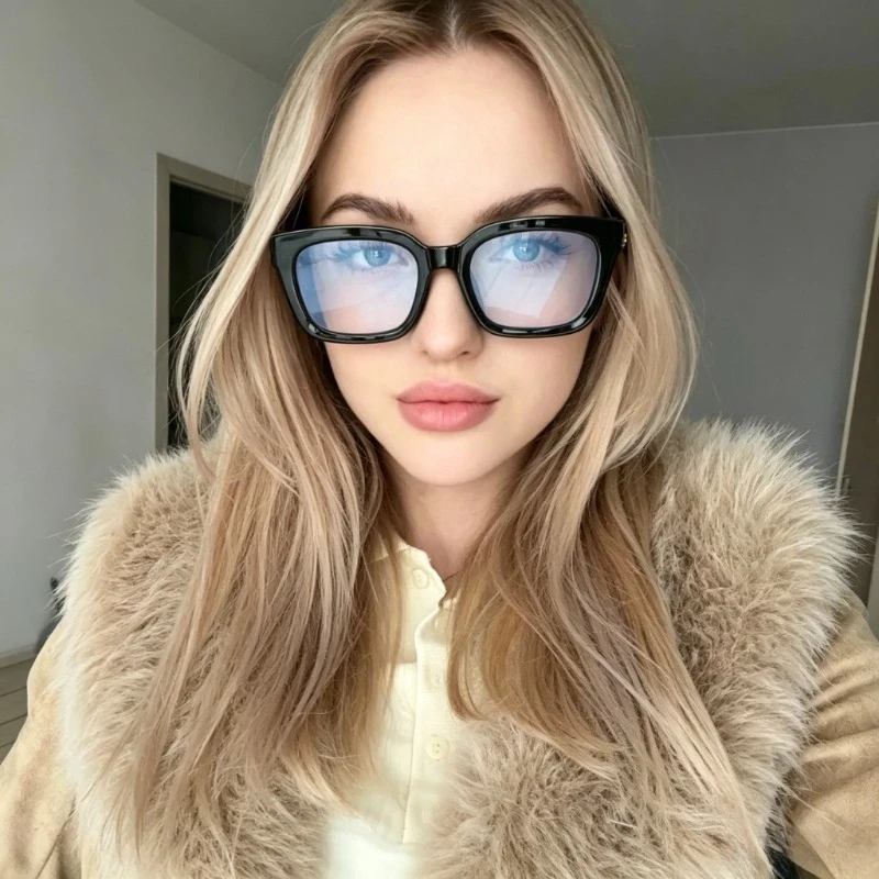 Oversized Frame Vintage Glasses Women Anti Blue Light Glasses Full Frame Transparent Computer Eyewear Eye Protection Eyepiece