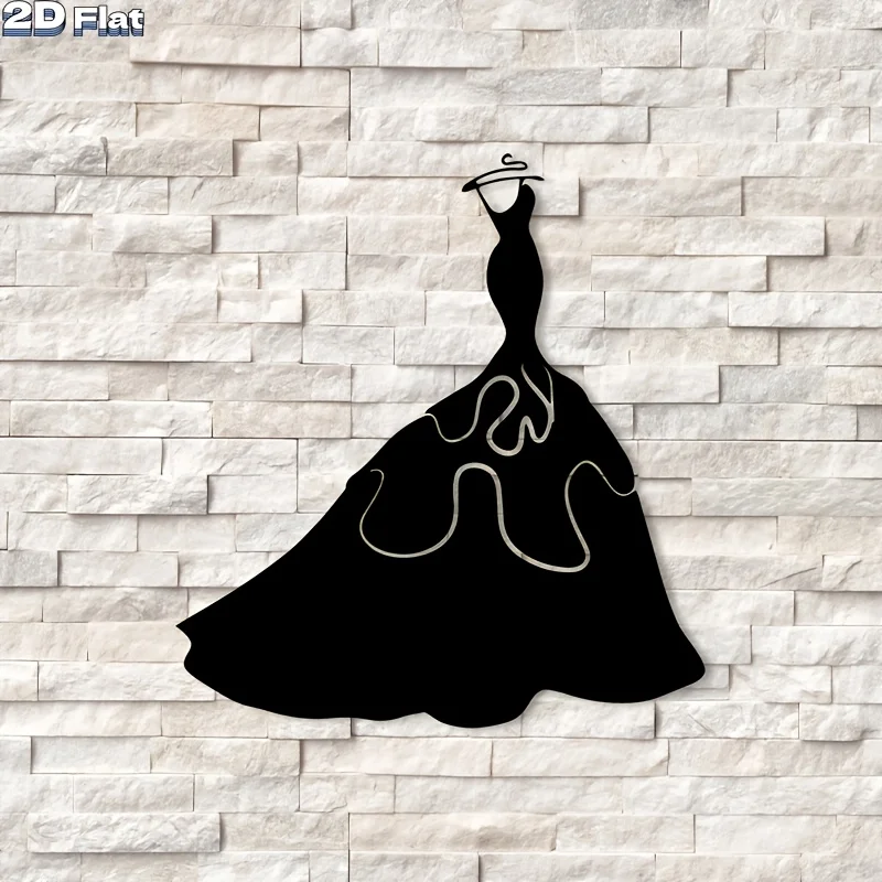 CIFBUY Metal Evening Dress Wall Art Laser Cut Iron Silhouette Decor for Living Room Bedroom Black Fashion Girl Gift Home Decor