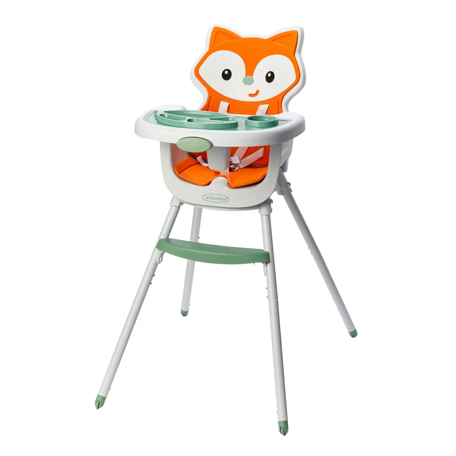 

4-in-1 Convertible High Chair with Fox Theme, Space-Saving Design for Infants & Toddlers 3M-36M