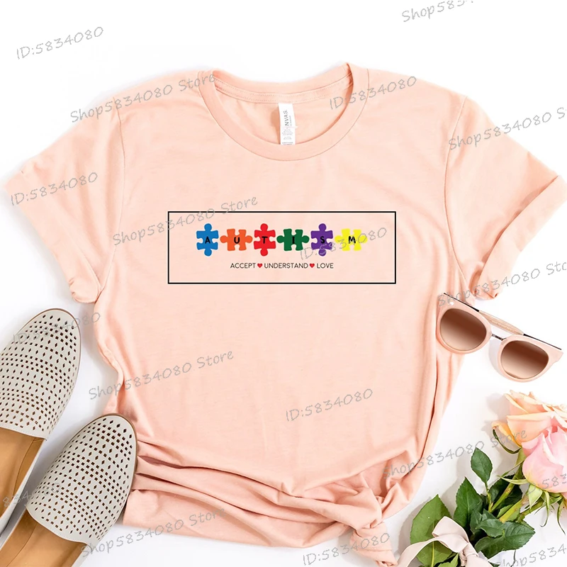 Autism Support T-shirt Gift for Special Education Teacher Accept Understand Love Graphic Tee Autism Awareness Essential T-shirts