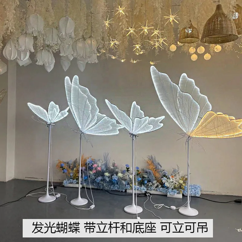 

Wedding props luminous butterfly wings pendant ceiling decoration wedding stage chandelier T table wrought iron road guide ornam