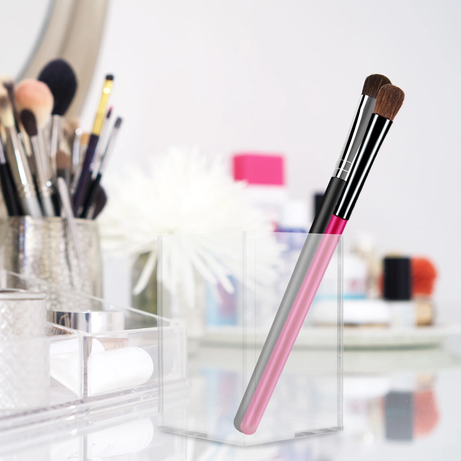 2 stuks acryl pen organizer desktop briefpapier houder make-up borstel opslag container potlood houder bureau organizer