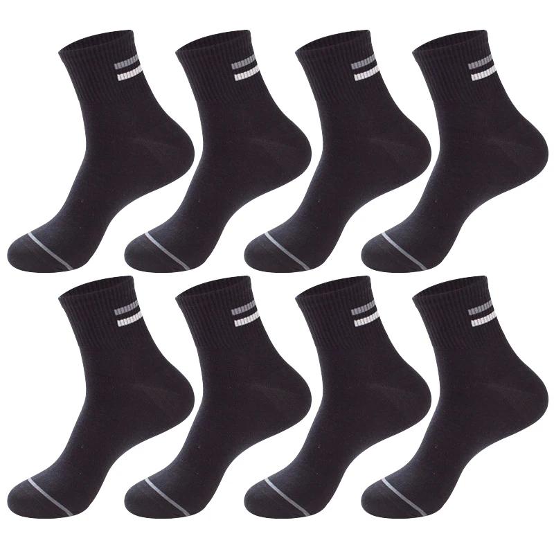 8 paires de chaussettes 100% coton, chaussettes à semelle intermédiaire rayée quatre saisons pour hommes, chaussettes de sport en coton respirantes absorbant la sueur