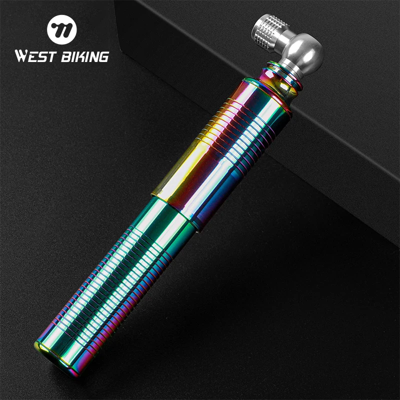 

WEST BIKING 110PSI Bike Pump Electroplated Colored Aluminum Alloy Air Tire Inflator Presta Schrader Valve MTB Bicycle Mini Pump