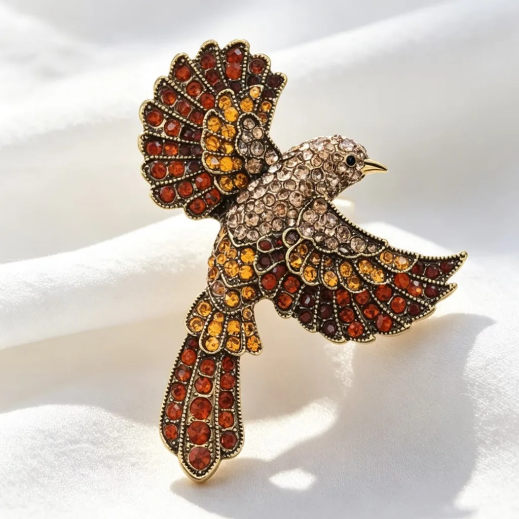 Rhinestone Brooch Fade-Resistant Magpie Pin Rhinestone Pin Retro Vintage Brooch For Gift All Genders Dress