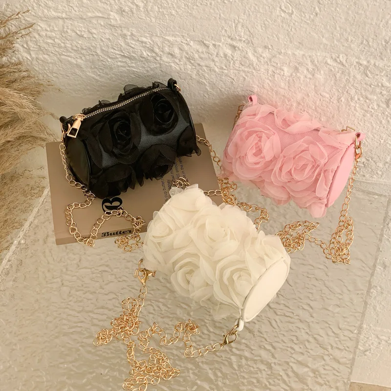 

New Women's Chain Bag Fashionable and High-quality Lace Women's Crossbody Bag Three-dimensional Flower Women's Mini Storage Bag