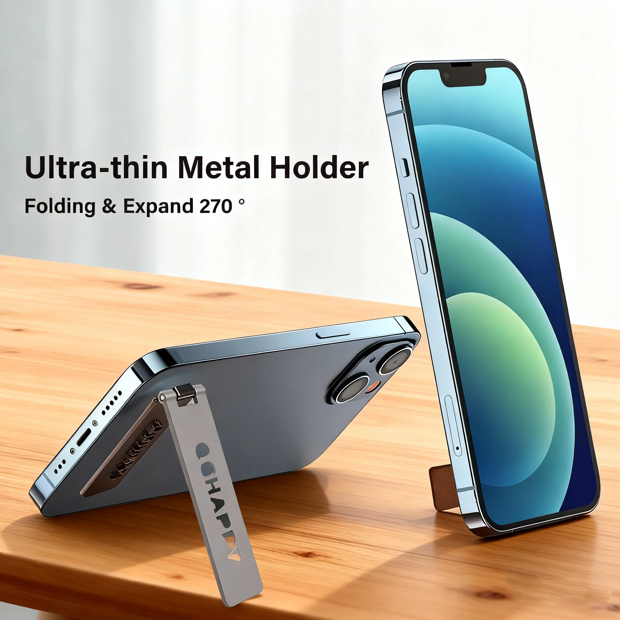 

Универсальный ультратонкий складной держатель сотового телефона для Xiaomi iPhone Samsung, задняя наклейка, металлическая подставка, настольный портативный металлический кронштейн