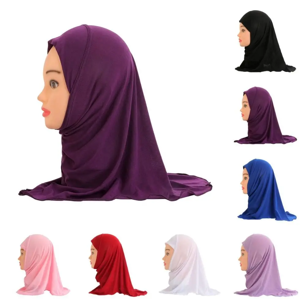 Hijab muçulmano turbante macio para crianças, Lenço islâmico para crianças, Xales para meninas, 2 a 7 anos de idade