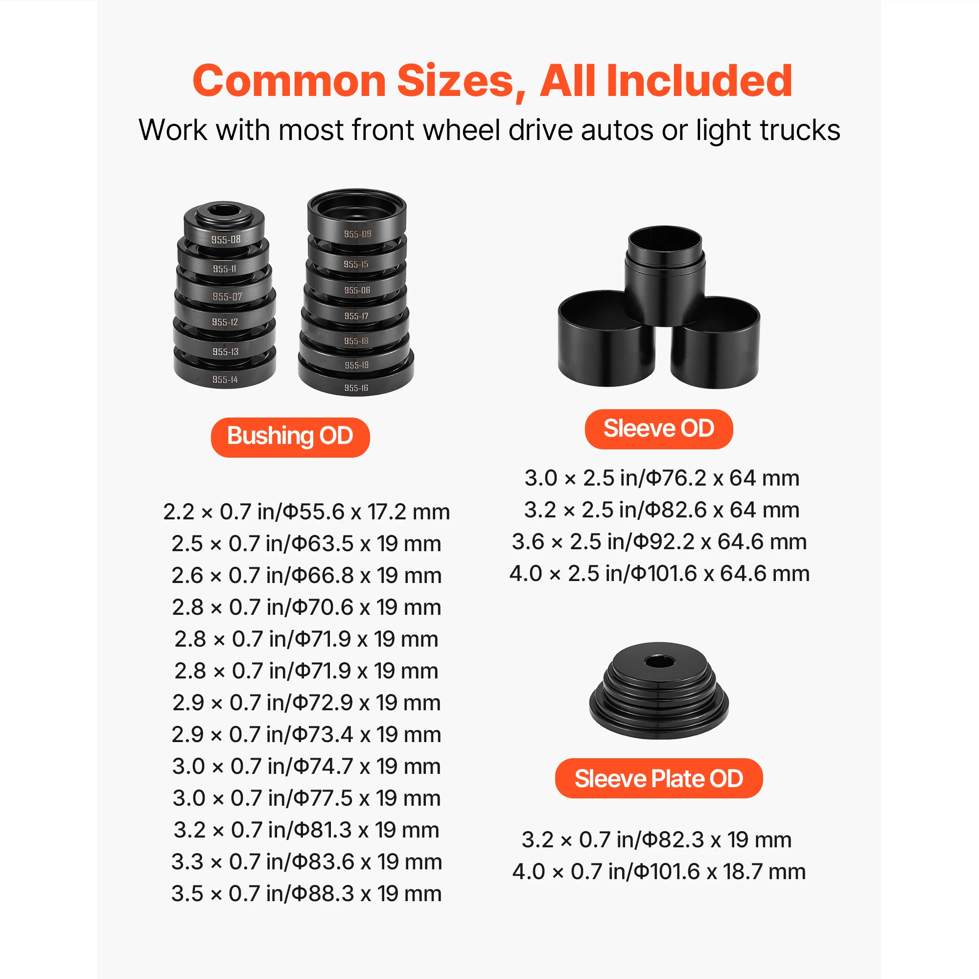 VEVOR Wheel Bearing Press Kit 23 PCS for Bearing Removal and Installation Wheel Bearing Tool with Screw Bushings Plates Case