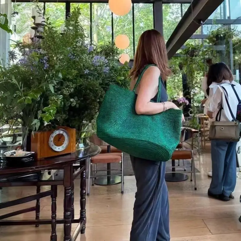 2026 Große handgewebte Raffia-Strohtasche für Damen – Luxuriöse Schultertasche für Freizeit, Sommer, Strand, Reisen und Shopping – Detail 17