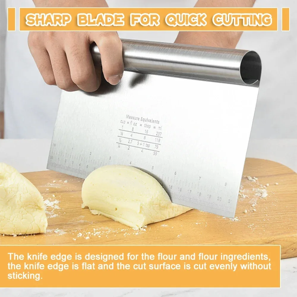 Leeseph Multi-purpose Stainless Steel Scraper & Chopper, Dough Scraper, Pizza Dough Cutter, Kitchen Tools image 2