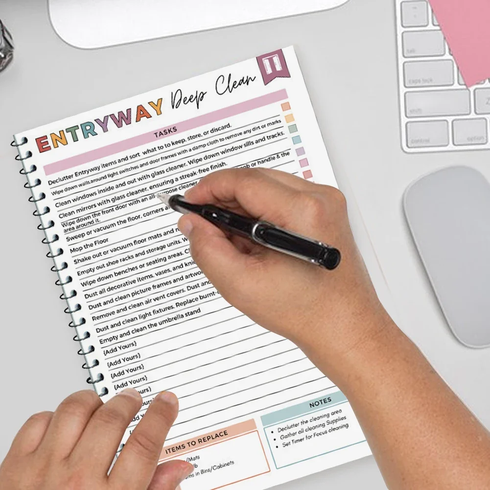 Household Cleaning Schedule Wear Resist Editable Family Chore Chart Multifunction Yearly Cleaning Planner for Home Decor