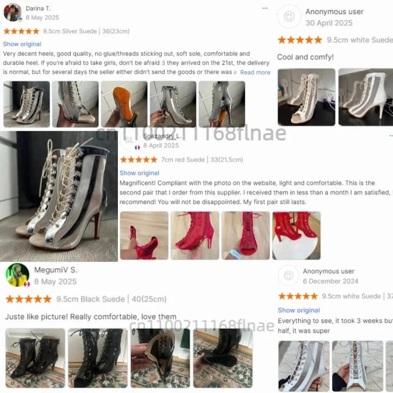 Neue Damen Fish-Mouth-Riemen Jazz-Tanz High Heels Elastische Tanz-Performance Kurze Stiefel Sommer Atmungsaktive Offene Zehen-Sandalen – Detail 1