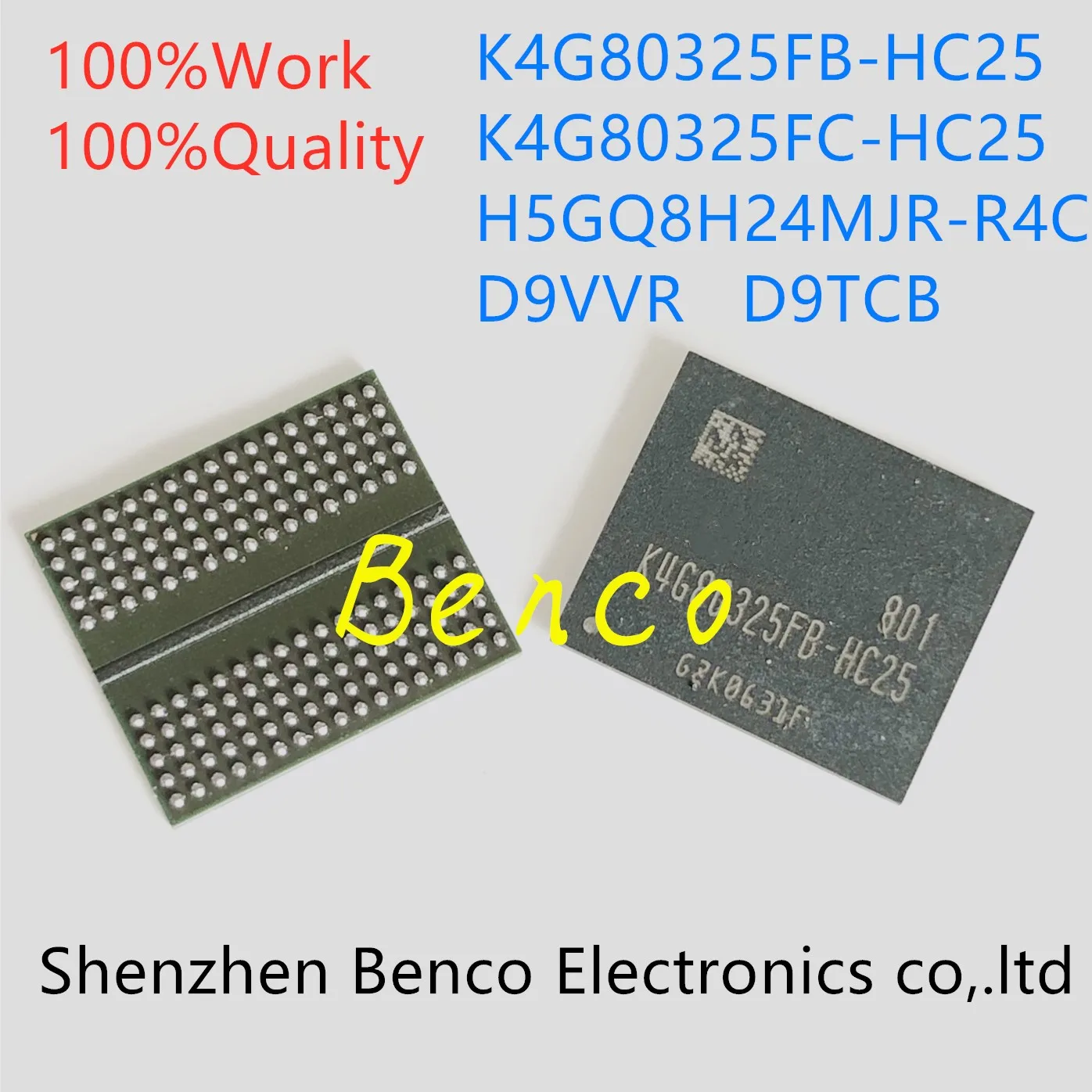 (1piece)100%Tested  K4G80325FB-HC25   K4G80325FB-HC28 H5GQ8H24MJR-R0C H5GQ8H24MJR-R4C D9TCB D9VVR (1GB) BGA