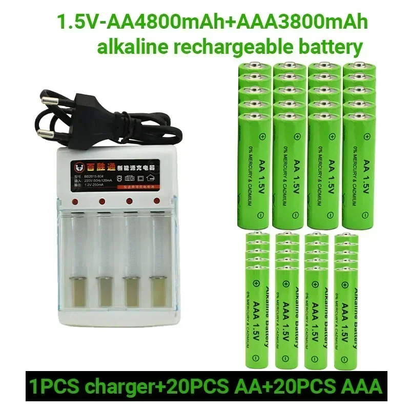 100% Originele 1.5 V Aa4800mah + Aa3800 Mah Oplaadbare Alkaline Batterij Ni-Mh 1.5 V Batterij Voor Klokken Muizen Computers Speelgoed Ga Zo Maar Door