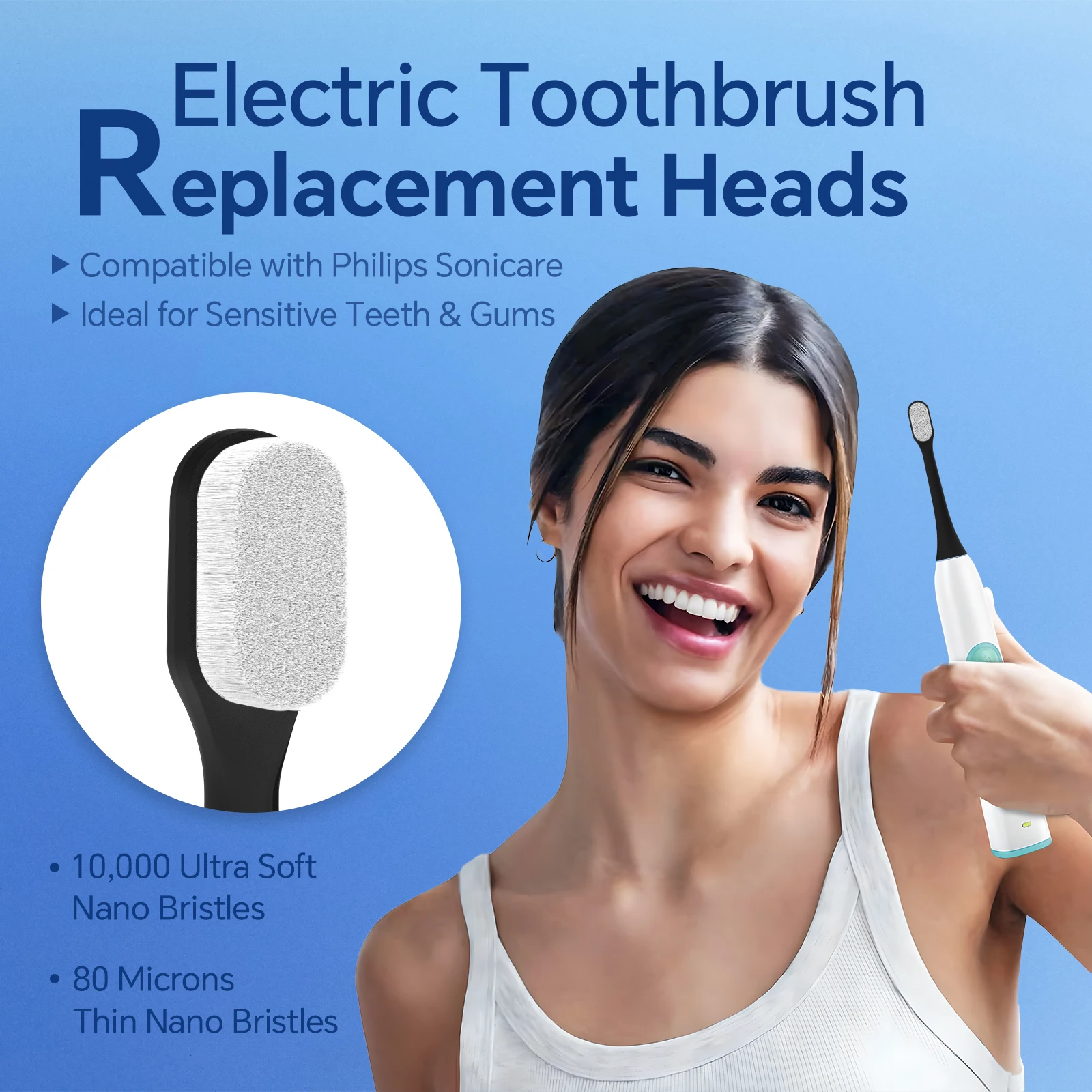 Ultra Soft Bristles Replacement Brush Heads Compatible with Philips Sonicare Electric Toothbrush for Sensitive Teeth & Gums Care