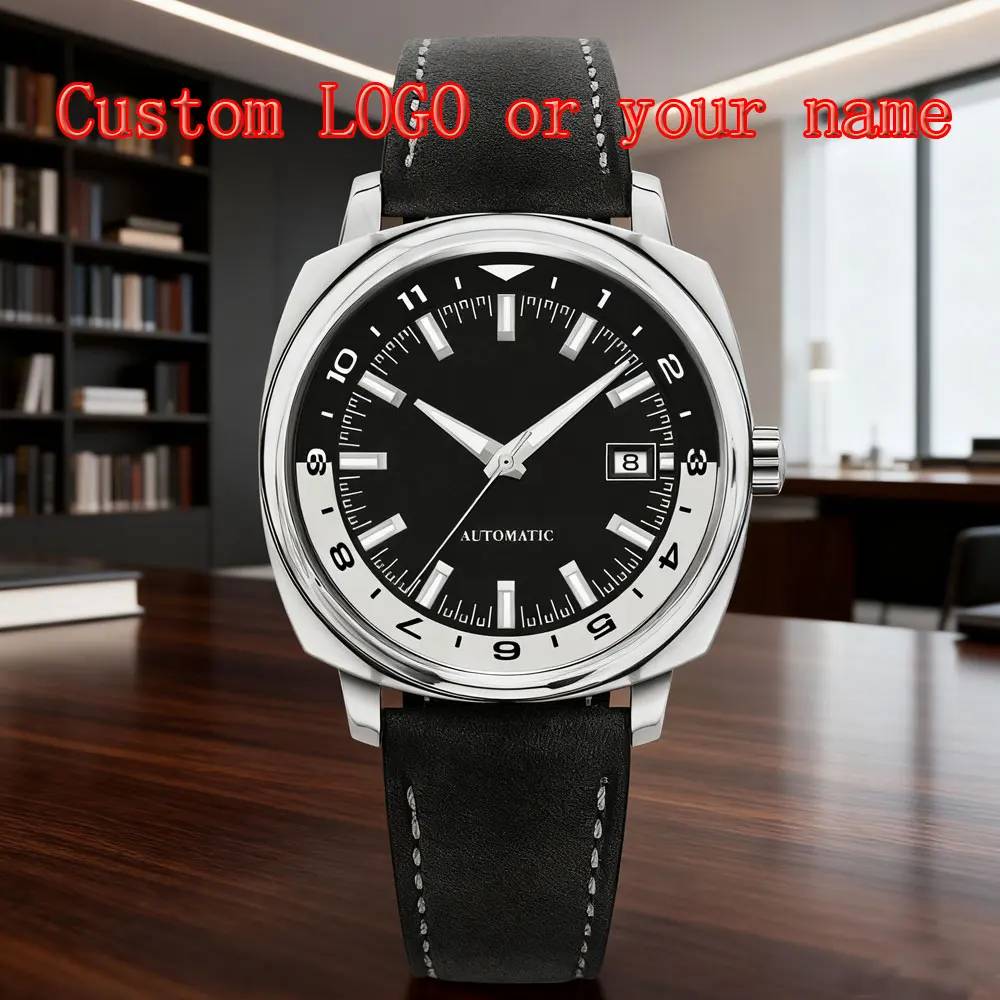 DIY Custom 42 мм NH35 сапфировое стекло автоматические мужские часы светящийся кожаный ремешок механические мужские часы Reloj automático