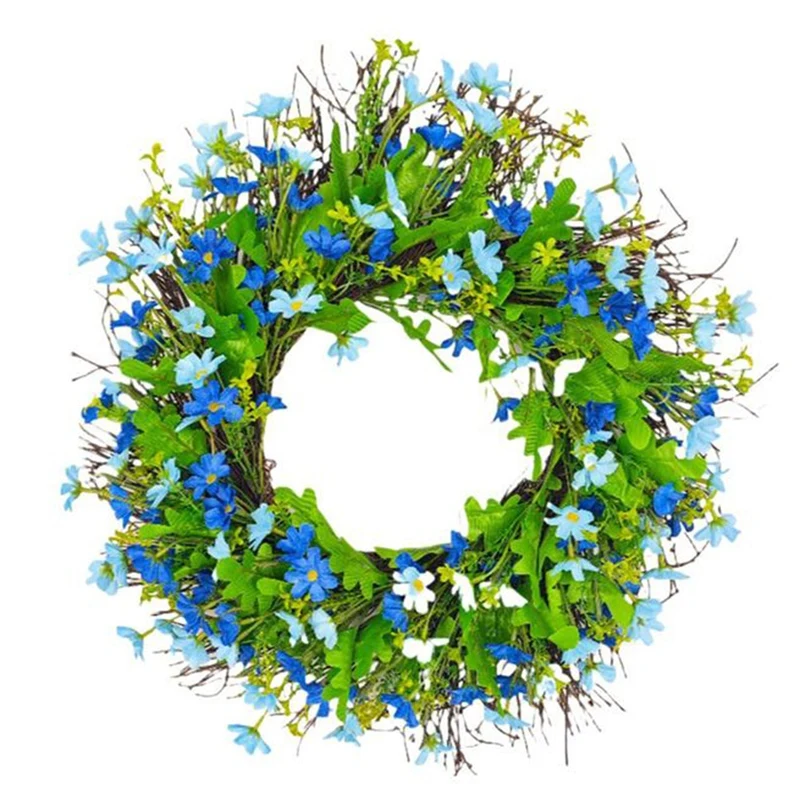 Frühlingskranz für Haustür, künstliche Frühlings-Fronttür-Girlande, helle Farbe, Wildblumen-Kranz für Veranda, Kamin