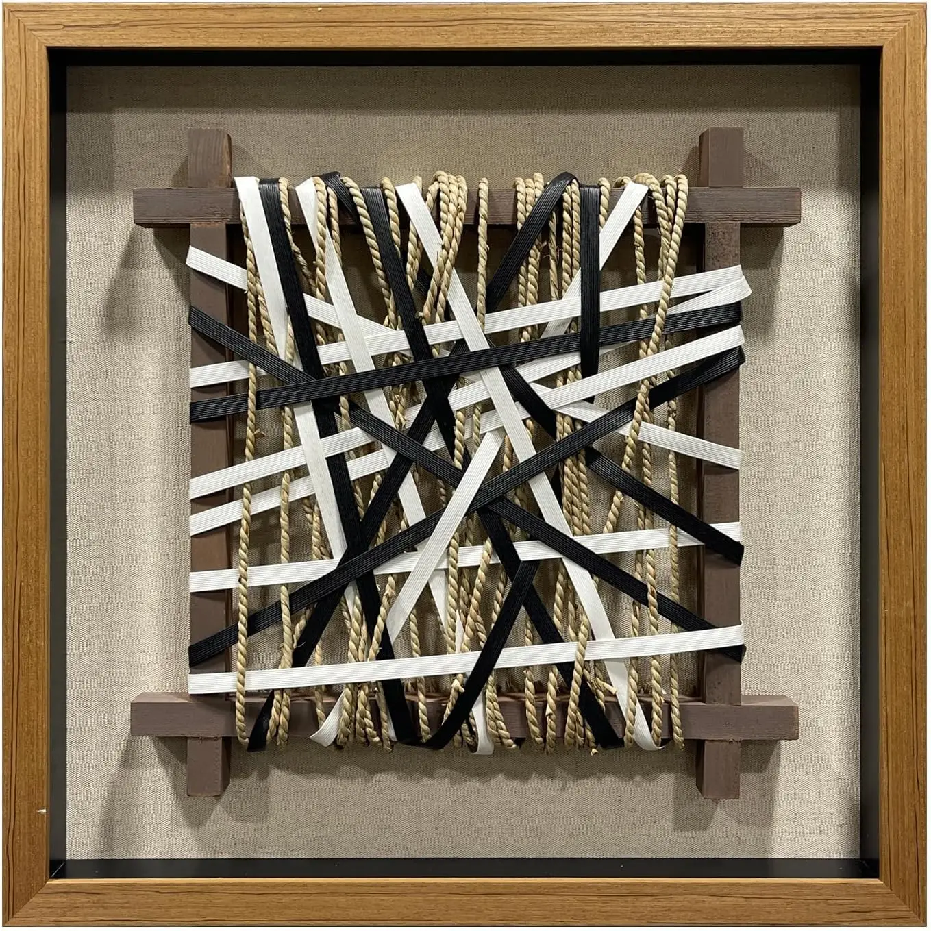 Wabi-Sabi Hand-Woven Jute Rope Framed Rustic Wall Art | Organic textured natural fibers induce a calm minimalist zen feel to liv