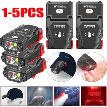 LED 센서 헤드램프 C 타입 충전 모자 클립 캡 라이트, 매우 밝은 각도 조절 가능, 낚시 헤드램프, 야외 캠핑 낚시