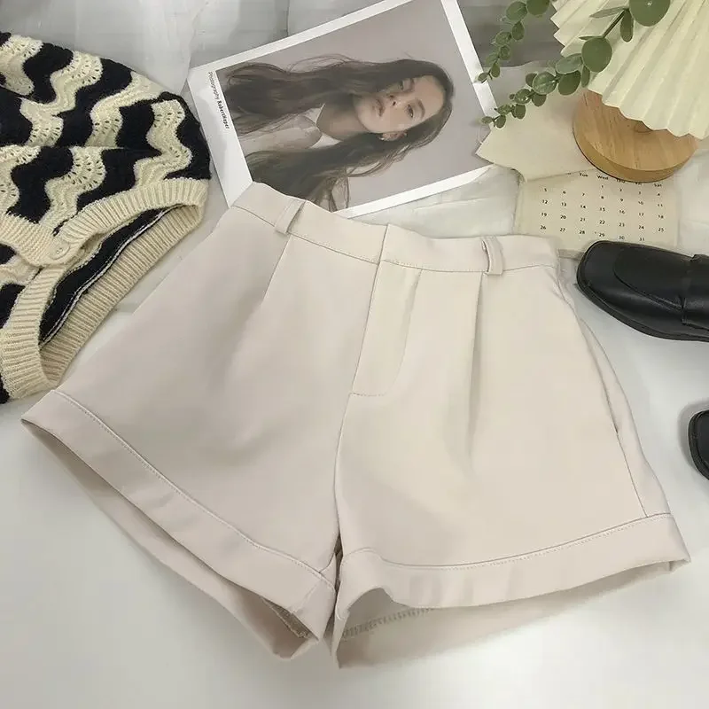 Shorts vintage estilo coreano para mulheres, escritório puro com todos os jogos, concurso clássico, Harajuku popular simples, casual verão