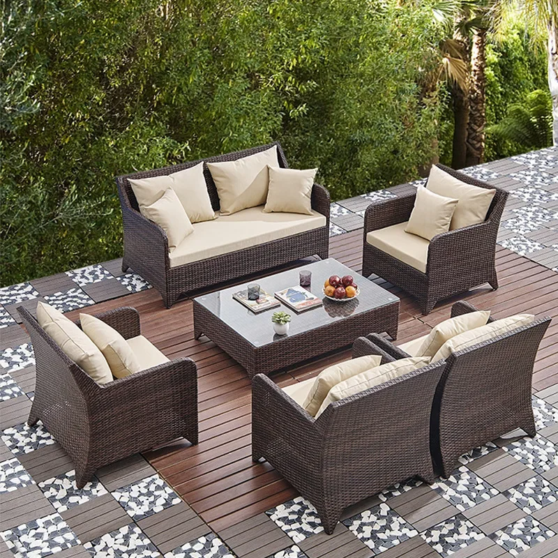 

Outdoor sofa balcony courtyard rattan coffee table combination set outdoor scenic spot