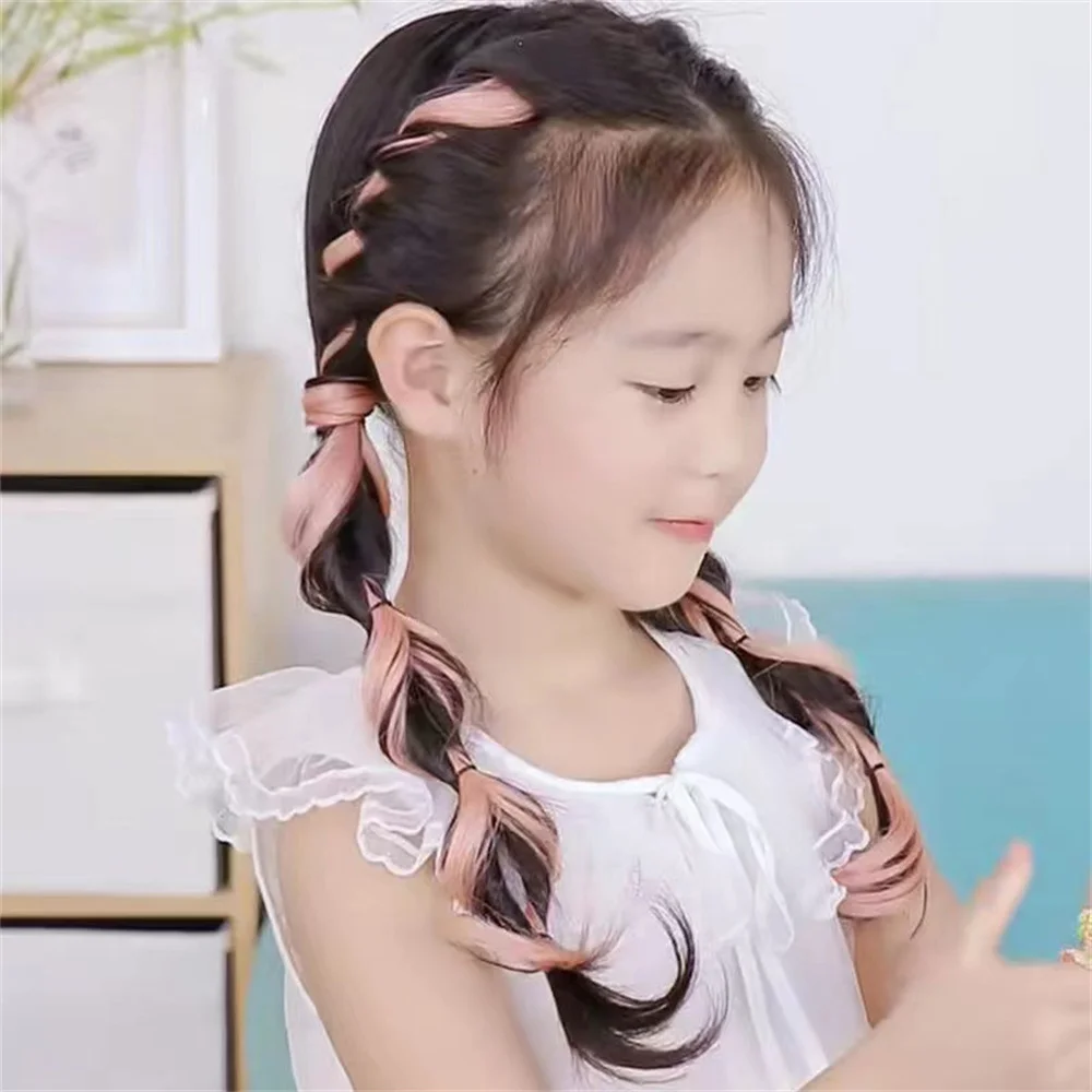 Two-Piece Set Of Children Hairbands Colored Wig Pieces Seamless Invisible Hair Extensions Girls Hair Dyed Wig Patches Wholesale