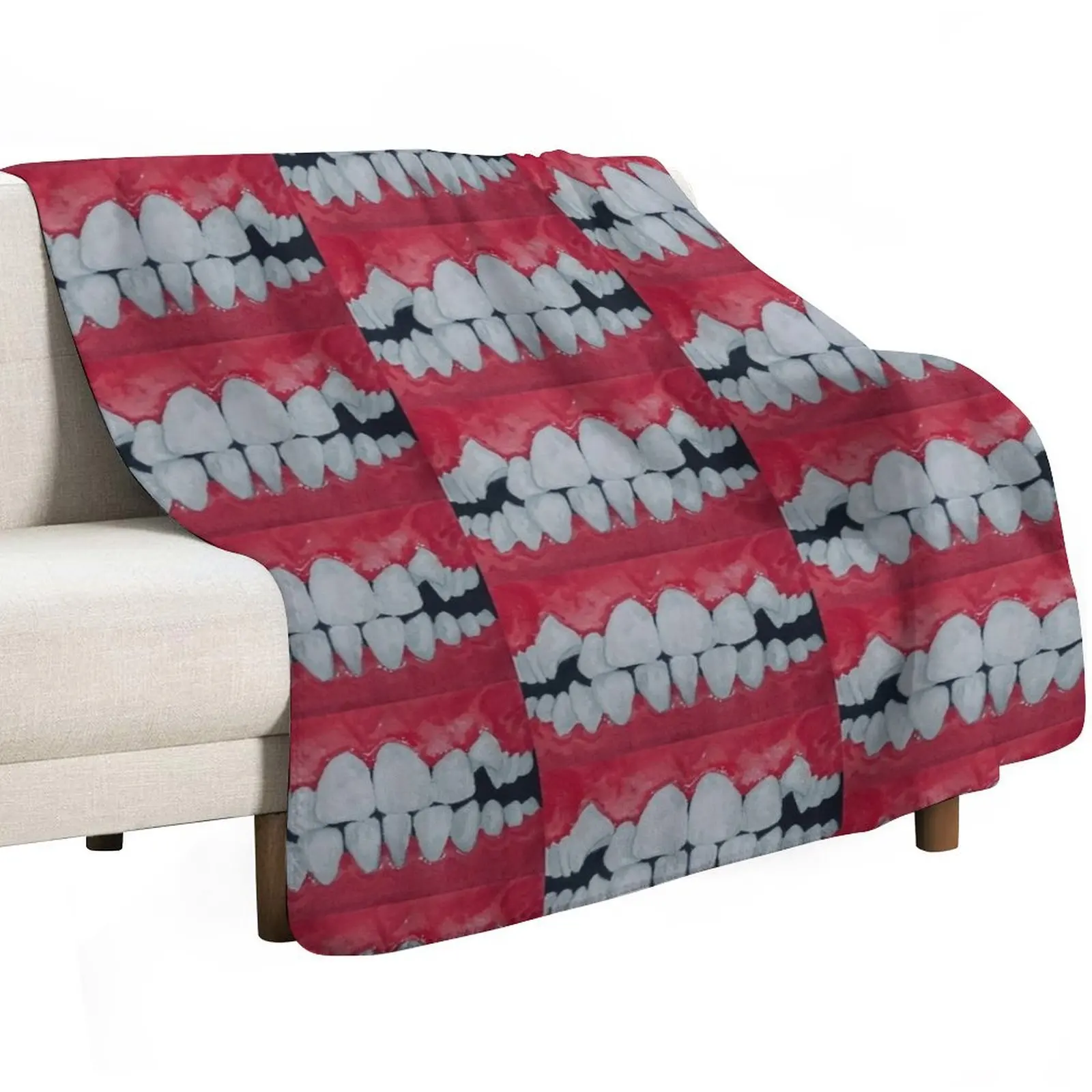 Teeth Throw Blanket Furry Cute Plaid for winter Vintage Soft Plaid blankets and throws Blankets