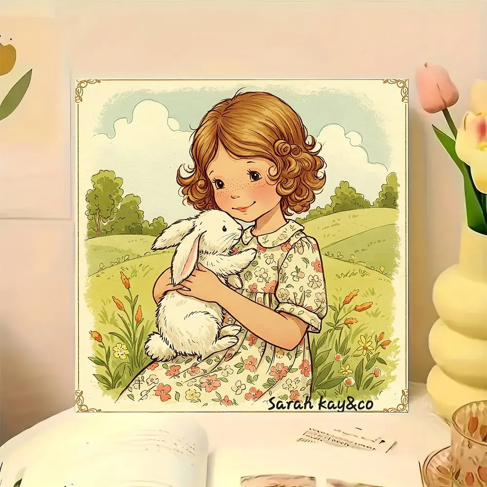 1 قطعة هايدي 5D DIY الماس اللوحة الحفر الكامل لطيف فتاة الأرنب الأزهار قماش أكريليك فرملس المنزل المطبخ جدار ديكور هدية #2