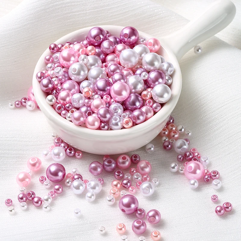 600-800 Stück Bunte ABS-Kleiderperlen Mix 3-8mm Runde Perlen mit Löchern DIY-Perlen für Handarbeiten – Detail 1