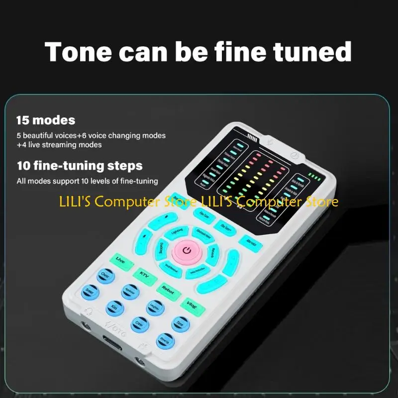 

A52B Portable Voice Modulator Sound Card Real Time Voice Changing Control For PC Live Streaming Gaming Recording