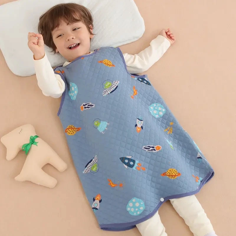 Children Jumpsuit Pajamas Newborn Sleeping Bag With Snap Buttons Spring Autumn Winter Baby Cotton Interlayer Vest Sleeping Bag