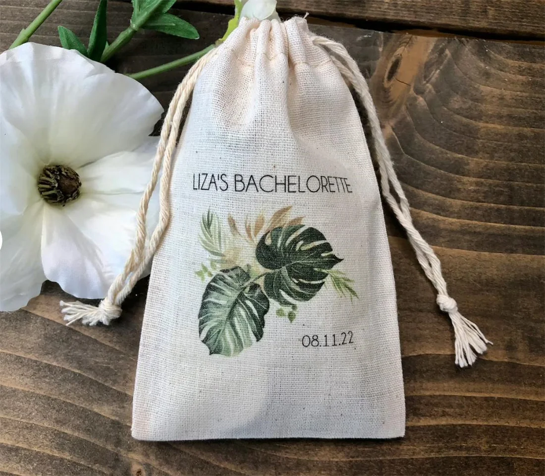 20pcs  Personalized Wedding Favor Bags / Bachelorette / Bridal Shower / Tropical Palm Leaves