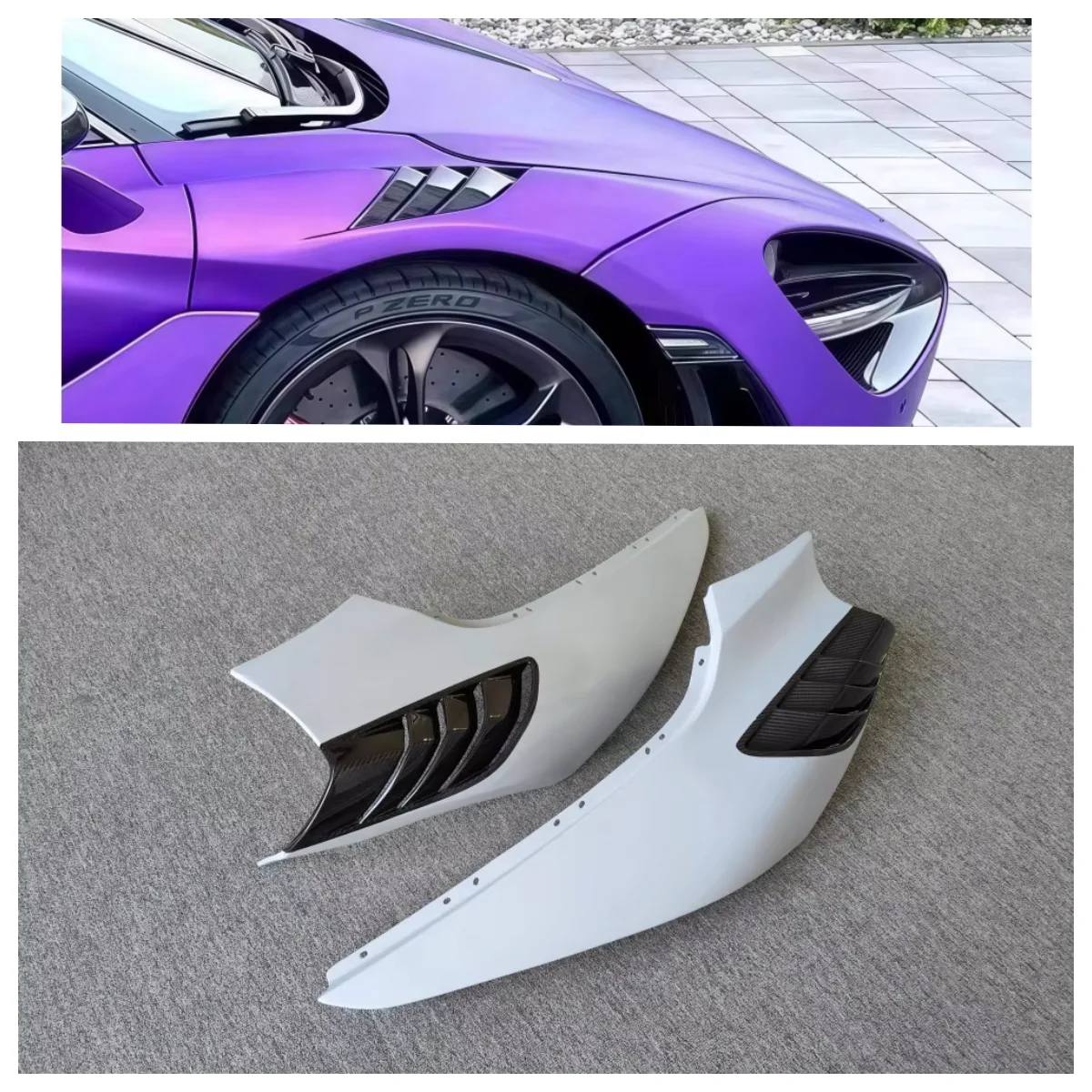 

Оптовый комплект крыльев из смолы и углеродного волокна в стиле R для переднего крыла McLaren 720S