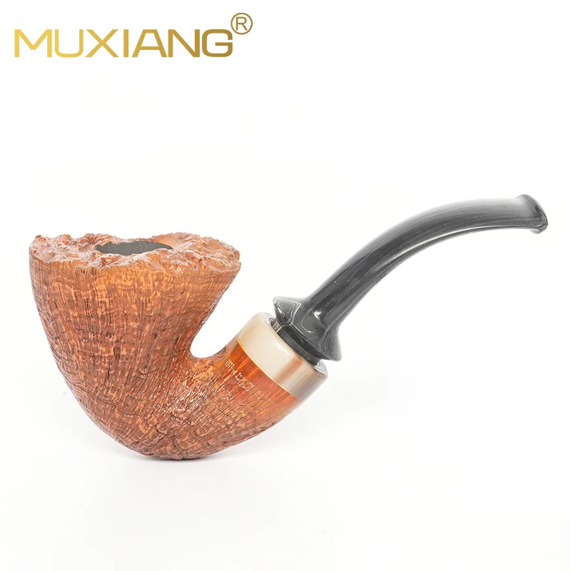 

MUXIANG Tulip Series Pipe Hand-carved Tobacco Pipe Briarwood Bowl Flower Pipe Vulcanized Rubber Pipe Mouth