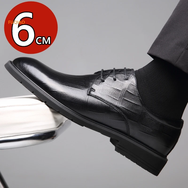 

Men's 6cm Height Increase Business Formal Casual Leather Shoes Comfortable Breathable Elevator Shoes for Office Wedding Daily