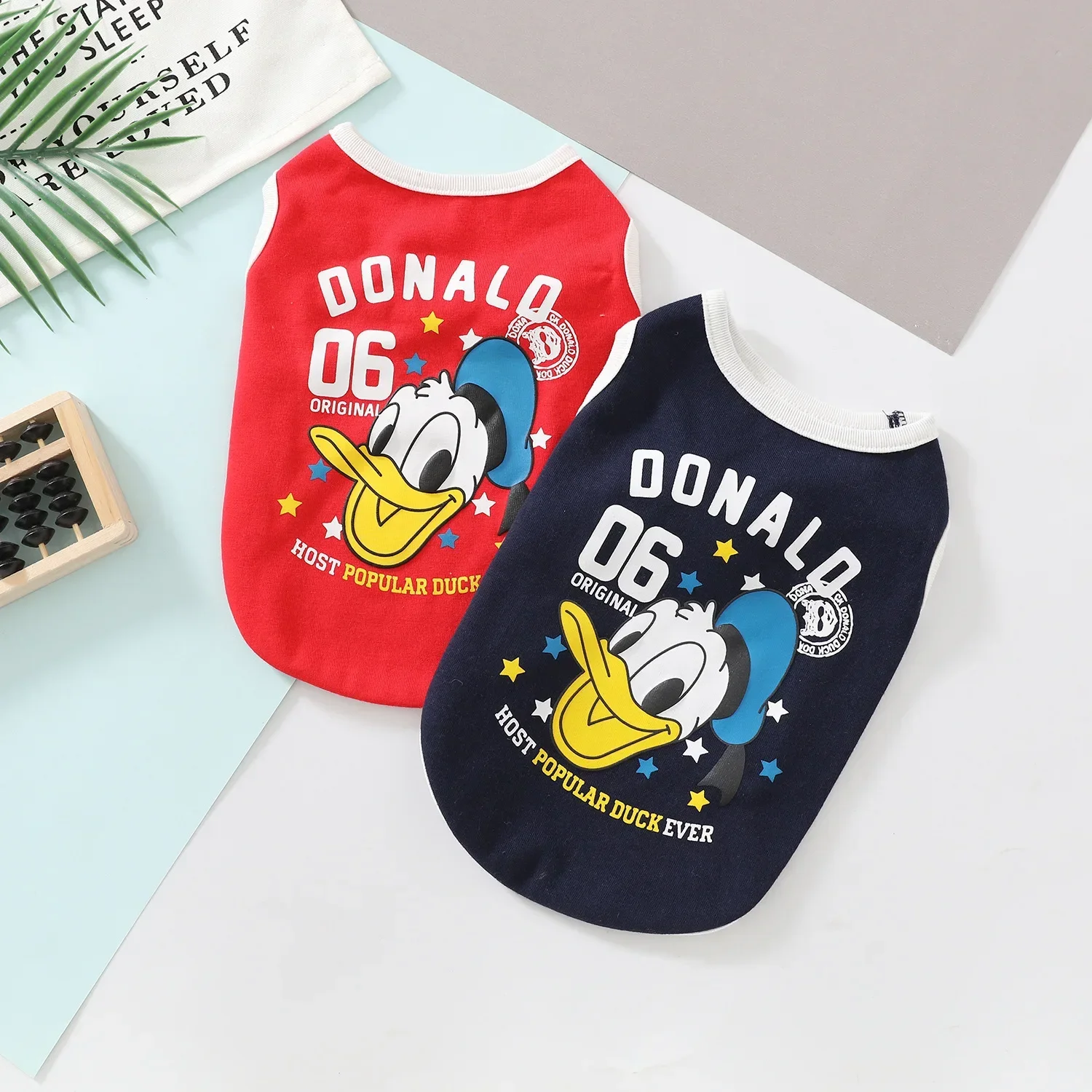 Disney Mickey Mouse Donald Duck Sleeveless Vest T-Shirt New Pet Clothes Short Sleeve Dog Clothes Cartoon Pet Vest