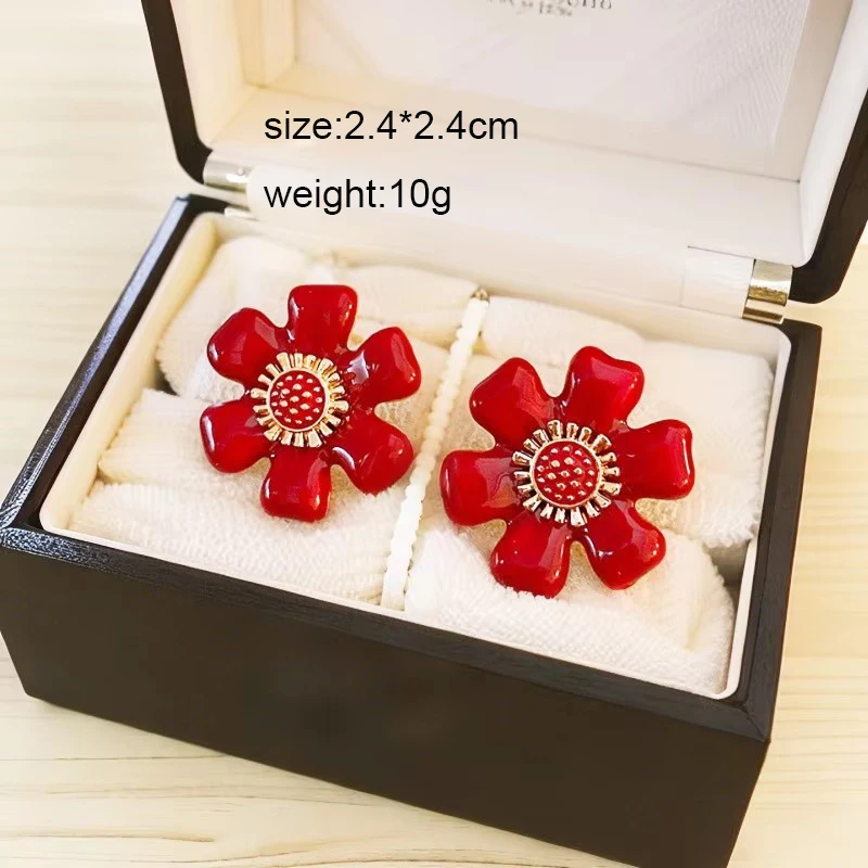 2023 neue Rote Hängende Ohrringe für Frauen Lange Blume Herz Anhänger Baumeln Ohrringe Unregelmäßige Geometrie Element Ohr Schmuck – Detail 4