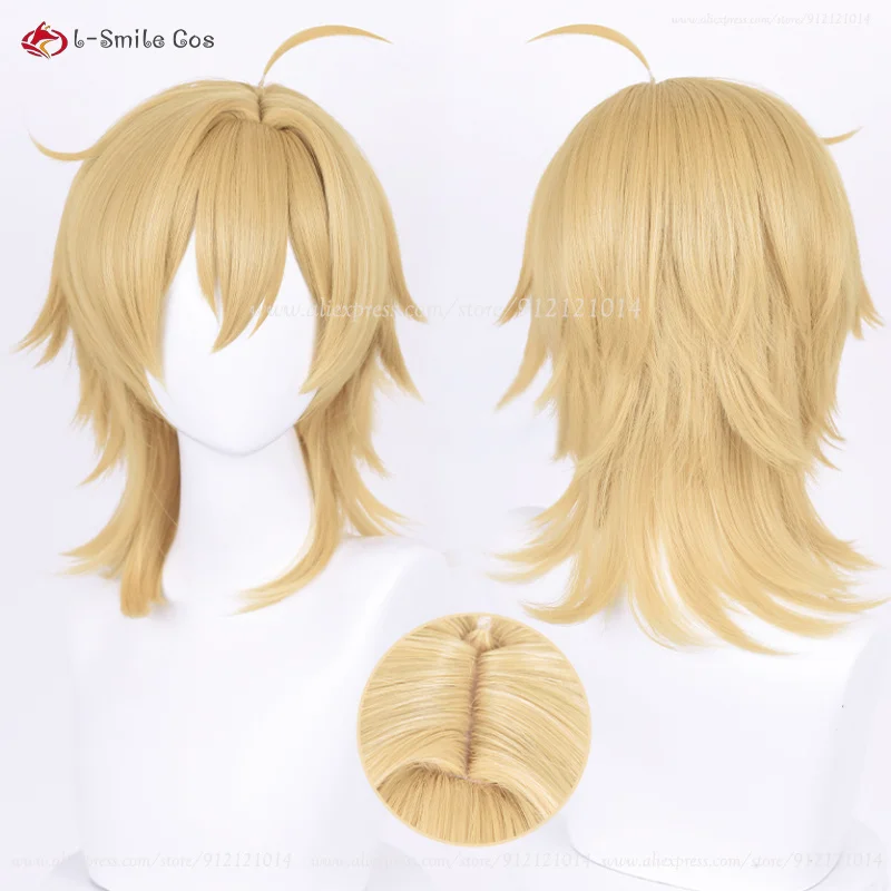 

ES Hakaze Kaoru Cosplay Wig 40cm Short Flax Yellow Anime Wigs Heat Resistant Synthetic Hair Halloween Wig + Wig Cap